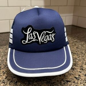 Las Vegas 3 Stripe Mohr's‎ Trucker Hat Cap Snapback Blue White